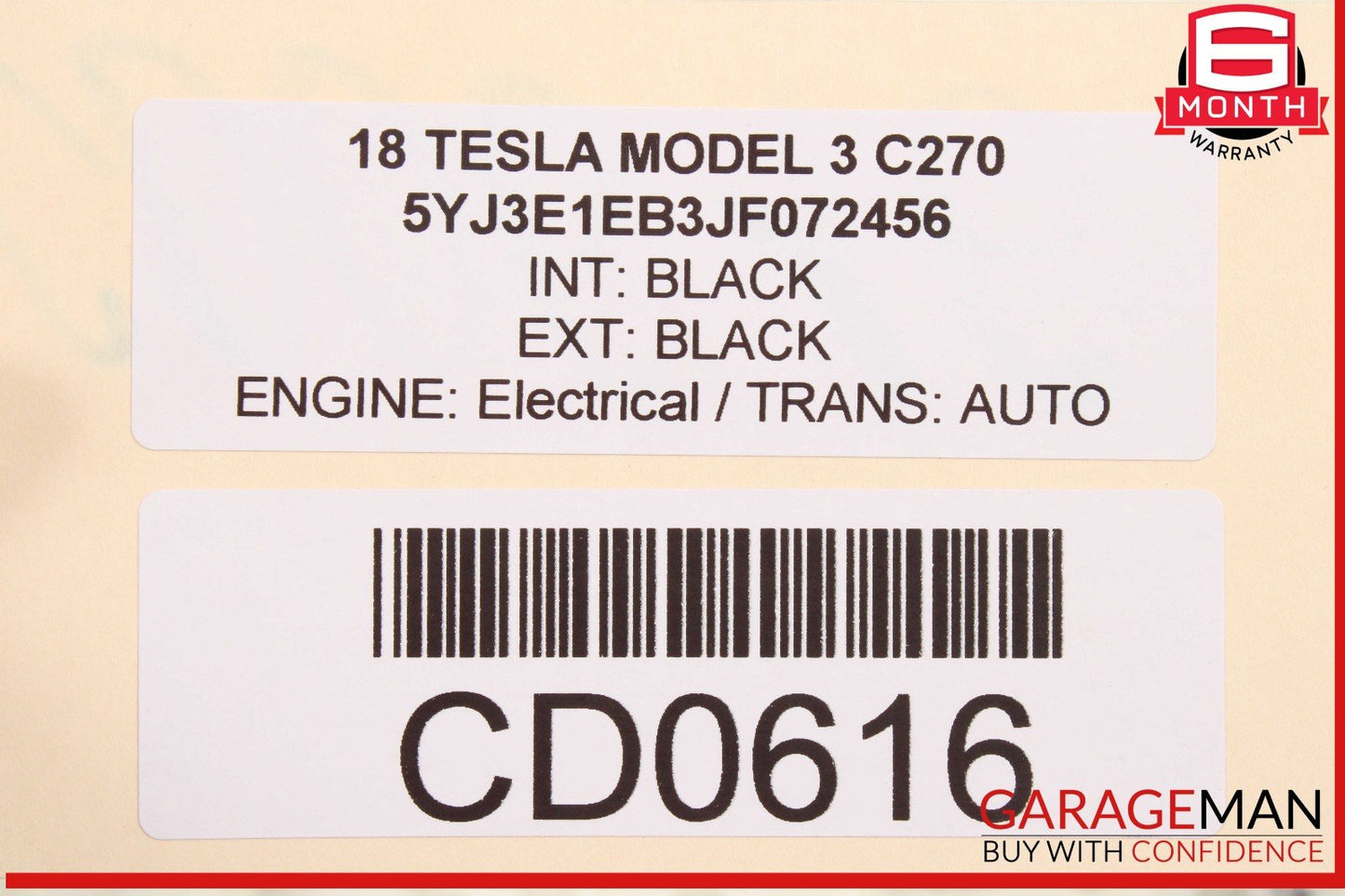 17-23 Tesla Model 3 Front Right Passenger Side Top Upper Seat Cushion OEM