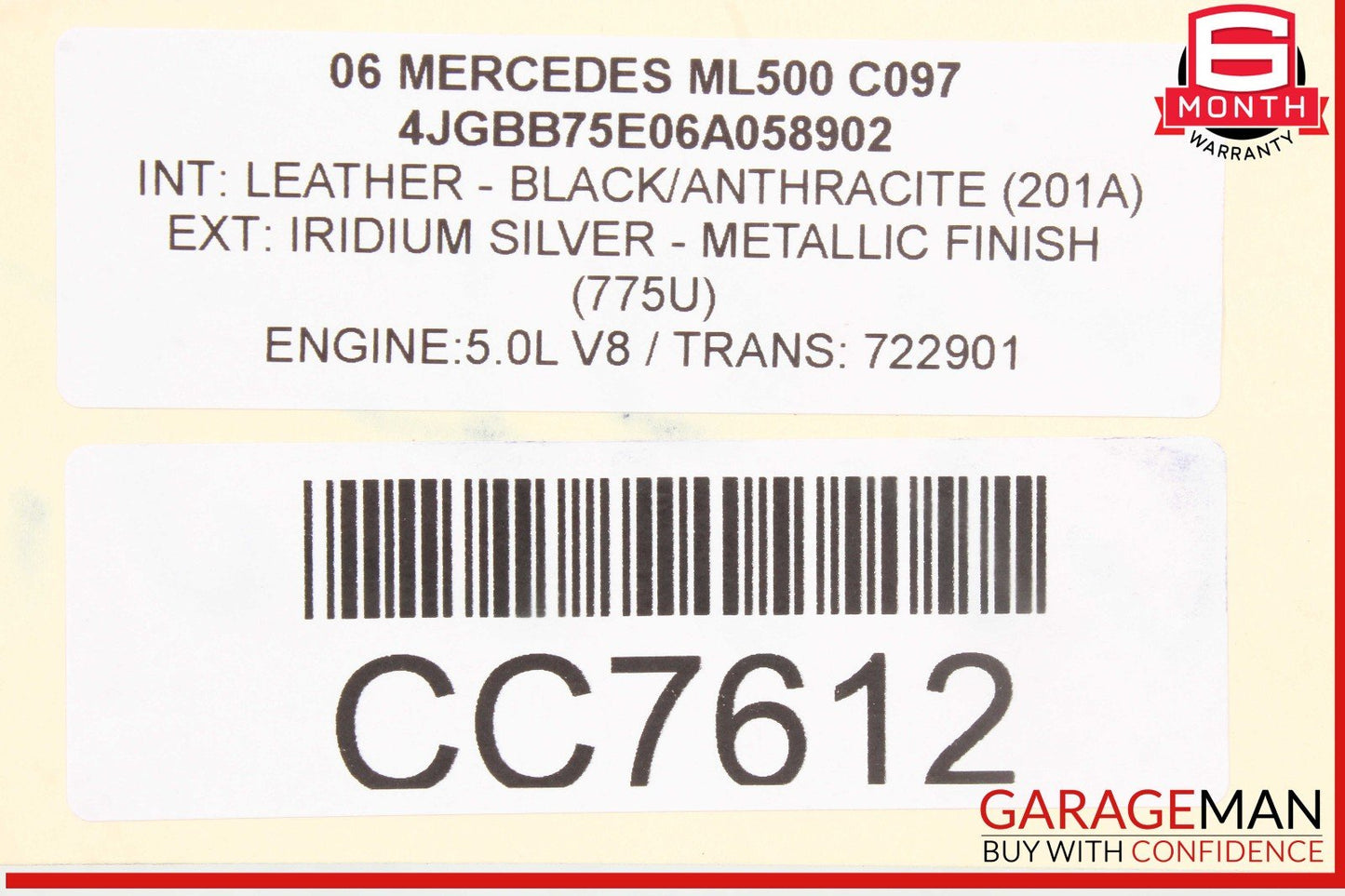 06-10 Mercedes W164 ML500 Front Right Passenger Top Upper Seat Cushion OEM