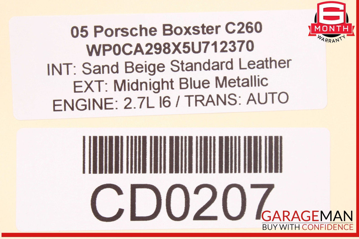 05-08 Porsche Boxster 987 Rear Convertible Soft Top Roof Glass Assembly Black
