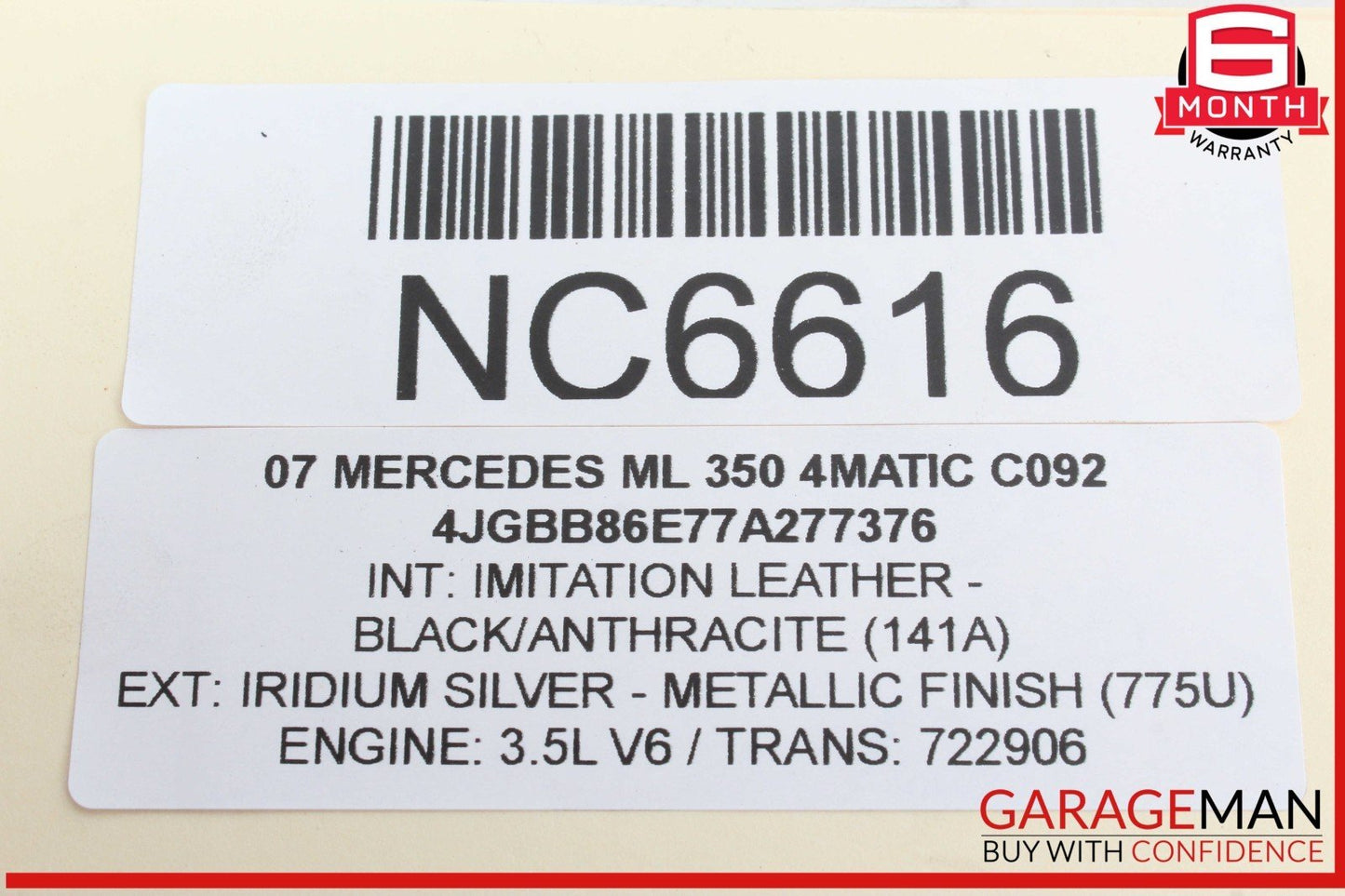 06-12 Mercedes W164 ML350 4MATIC ML550 Upper Radiator Core Tie Bar Support OEM