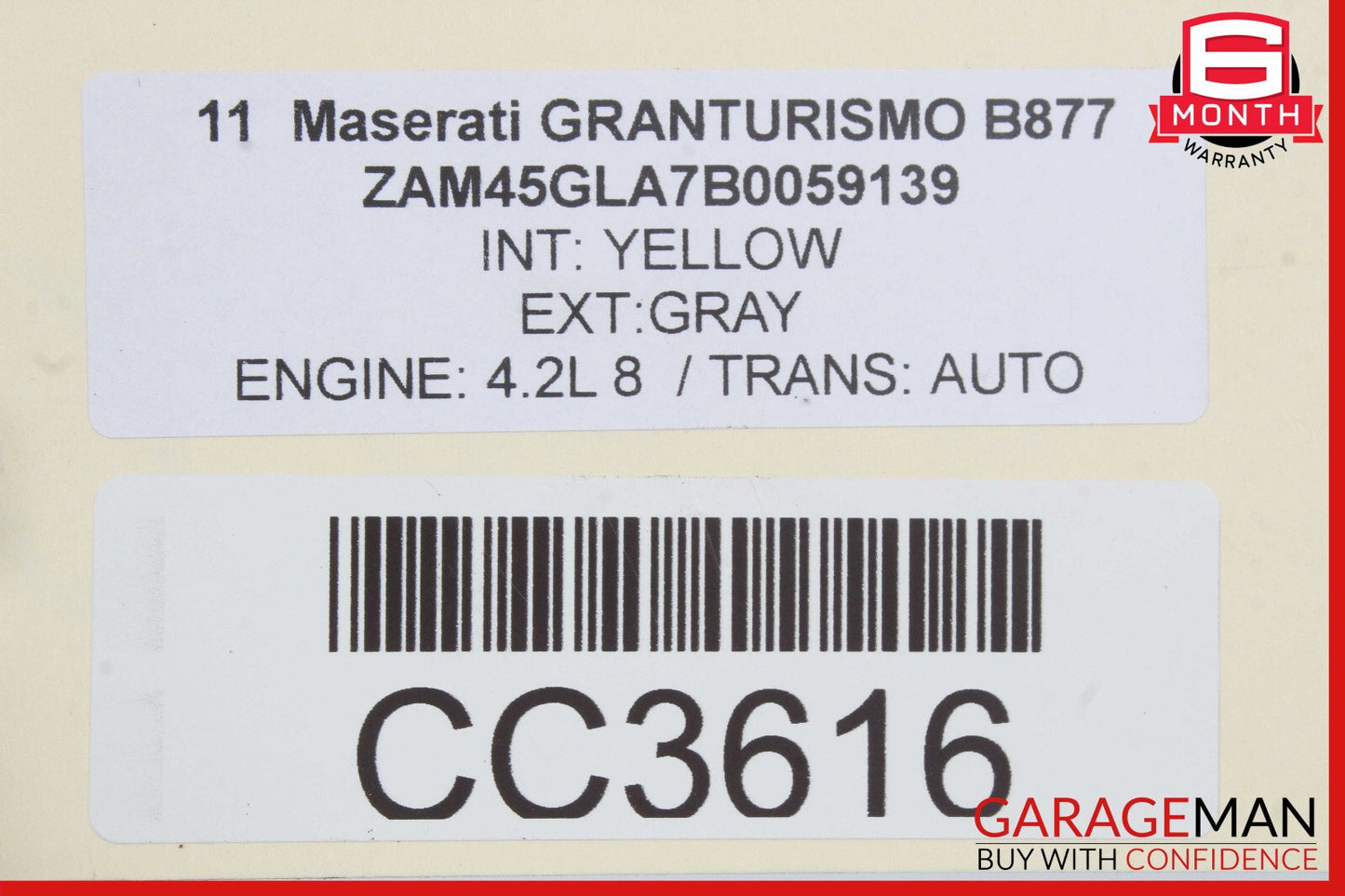 08-14 Maserati GranTurismo M145 Right Side Door Shell Frame Panel OEM