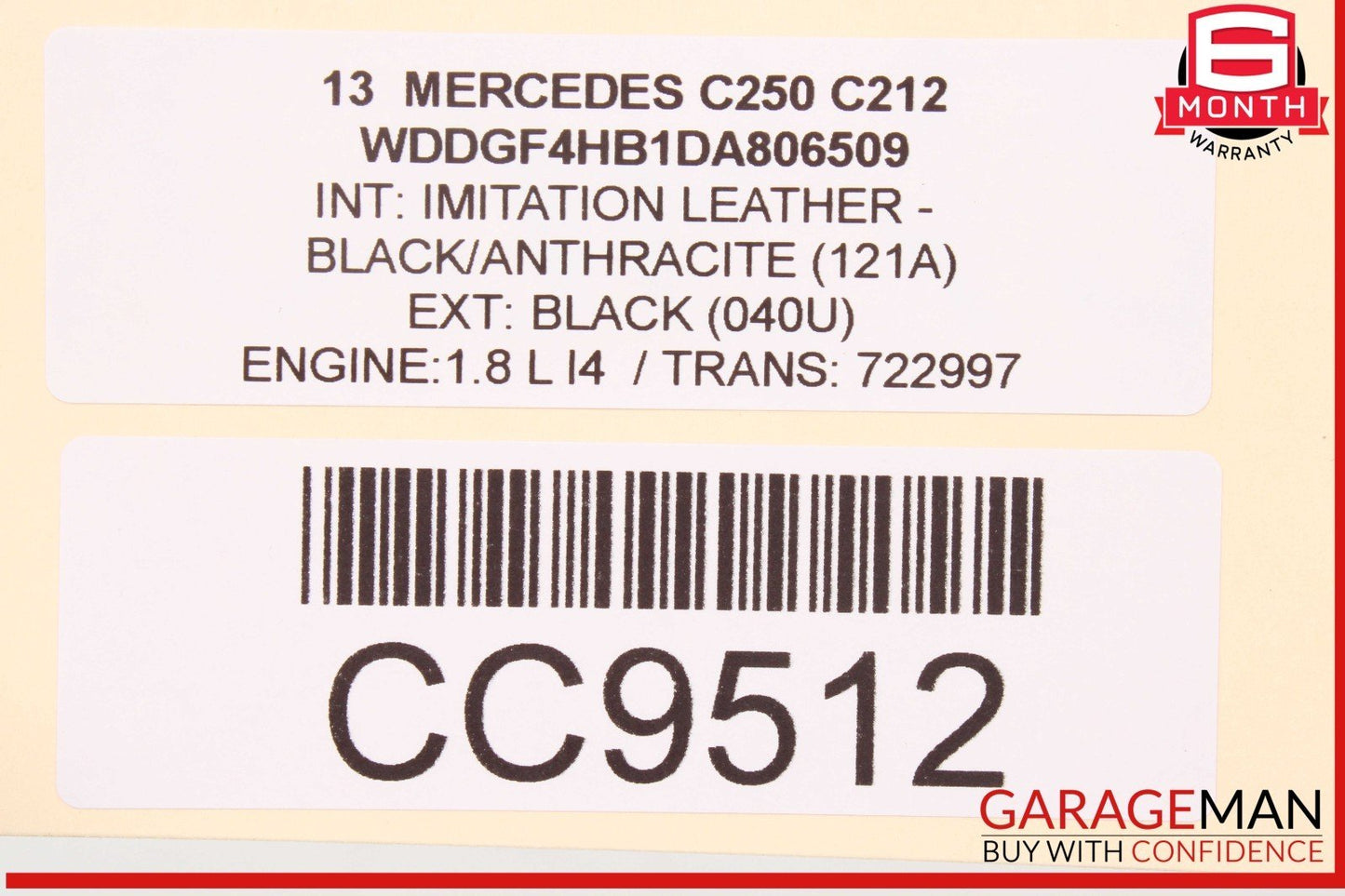 08-14 Mercedes W204 C250 C350 Front Right Side Lower Bottom Seat Cushion OEM
