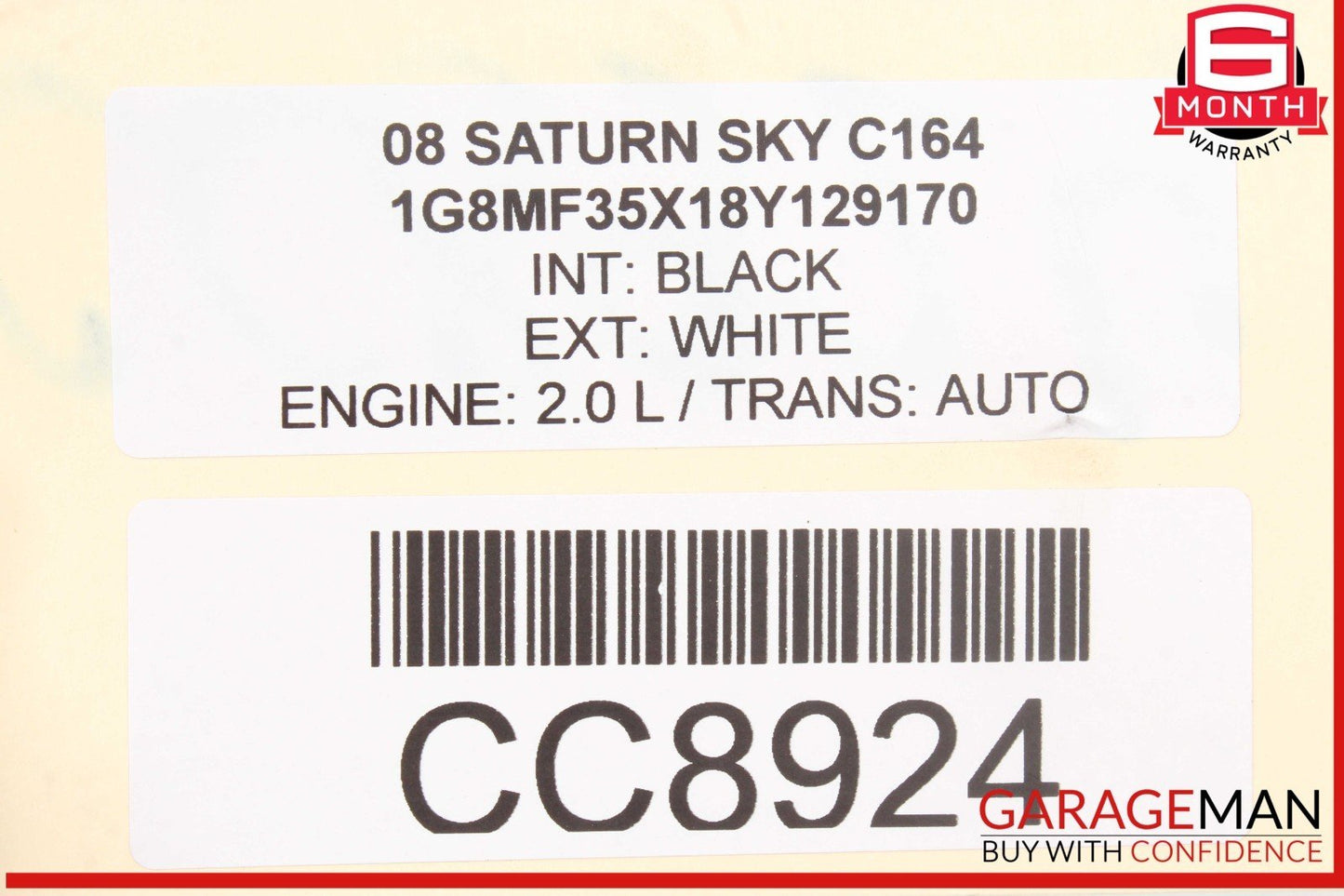 07-10 Saturn Sky Rear Hatch Trunk Lid Tailgate Assembly White OEM