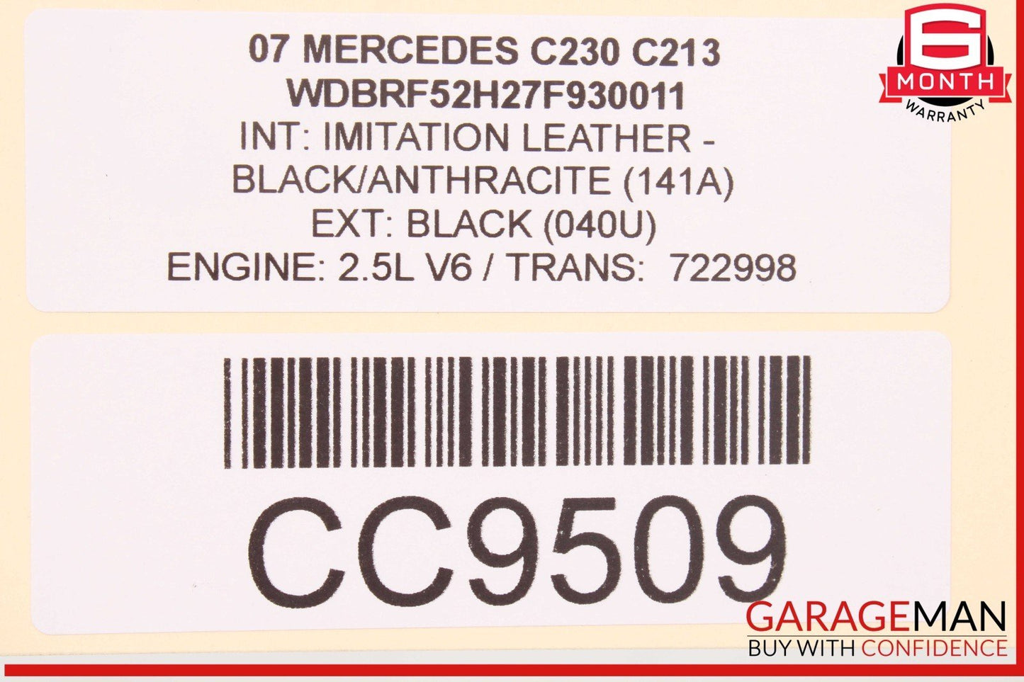 05-07 Mercedes W203 C230 C350 Front Right Side Bottom Lower Seat Cushion OEM