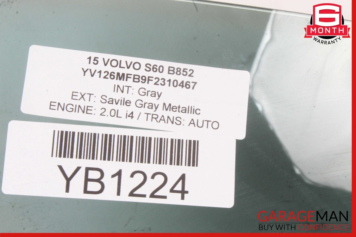 11-18 Volvo S60 V60 Rear Left Driver Side Door Window Glass 31385418 OEM