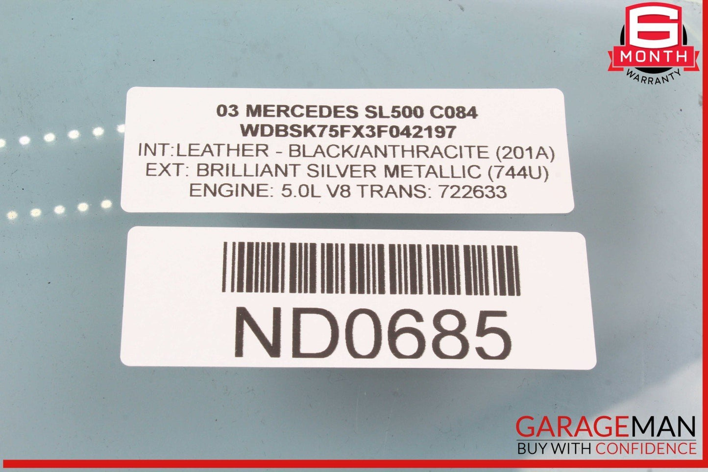 03-12 Mercedes R230 SL500 SL55 AMG Front Left Driver Side Door Window Glass OEM
