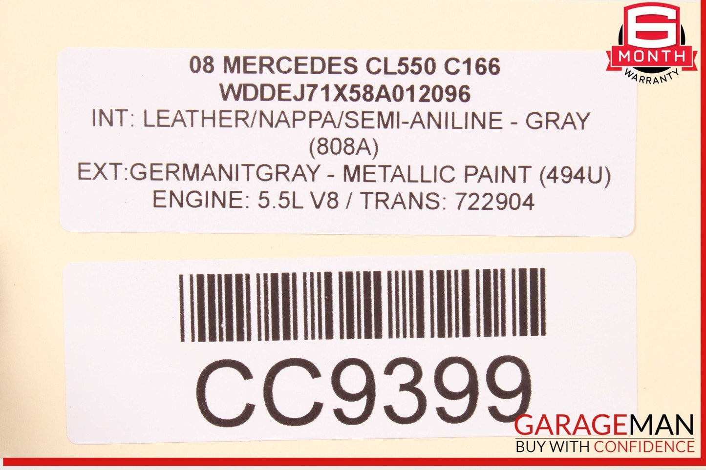 07-10 Mercedes W216 CL550 CL600 CL63 AMG Right Passenger Side Fender Panel OEM