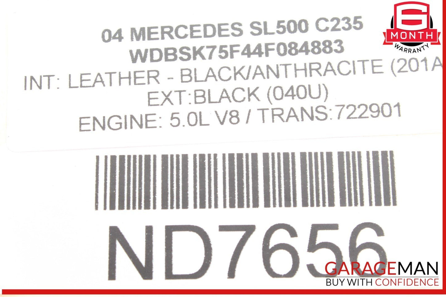 03-12 Mercedes R230 SL500 SL55 AMG Upper Radiator Support Frame 2306201931 OEM