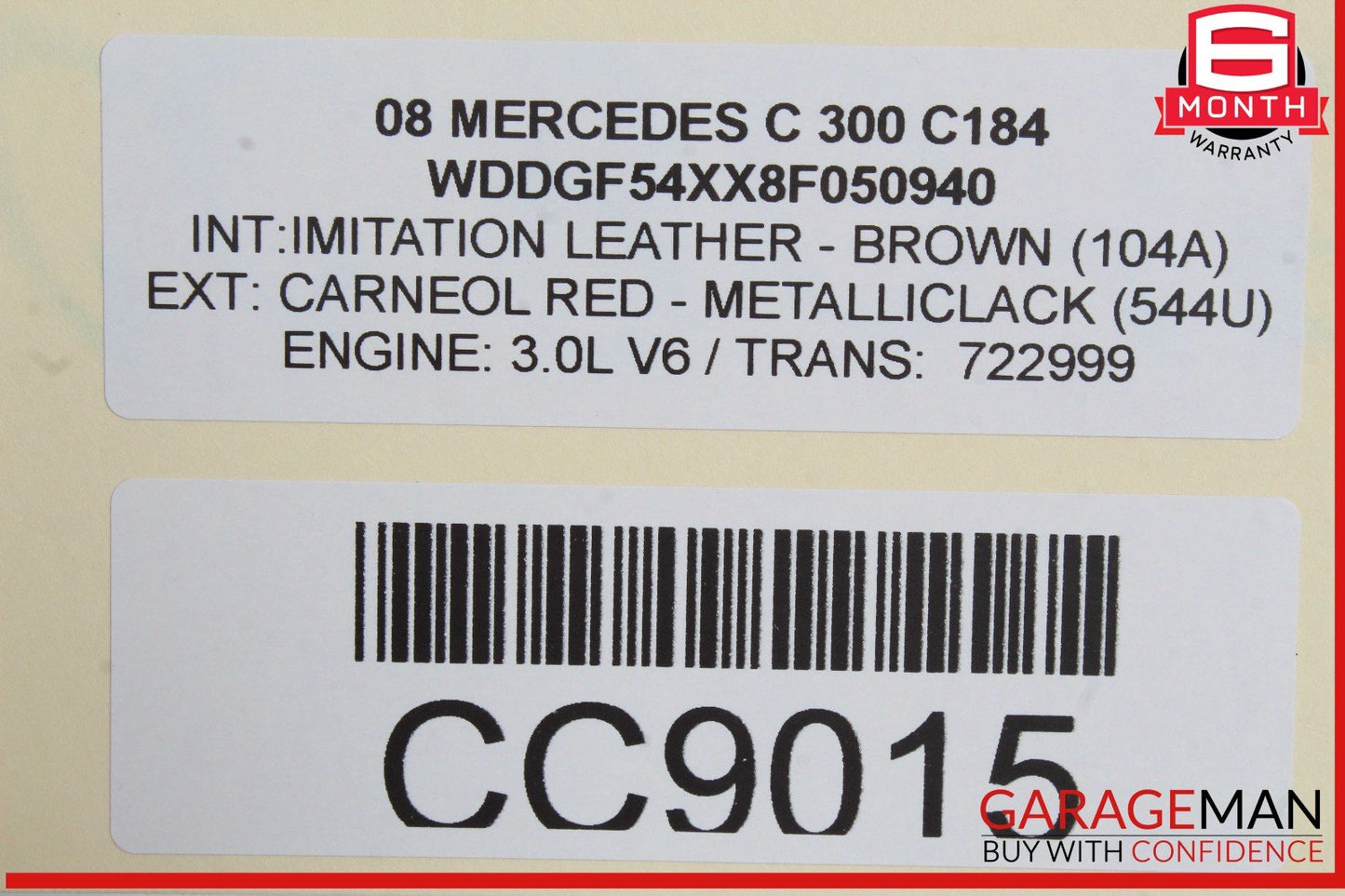 08-14 Mercedes W204 C250 C350 Front Right Side Lower Bottom Seat Cushion OEM
