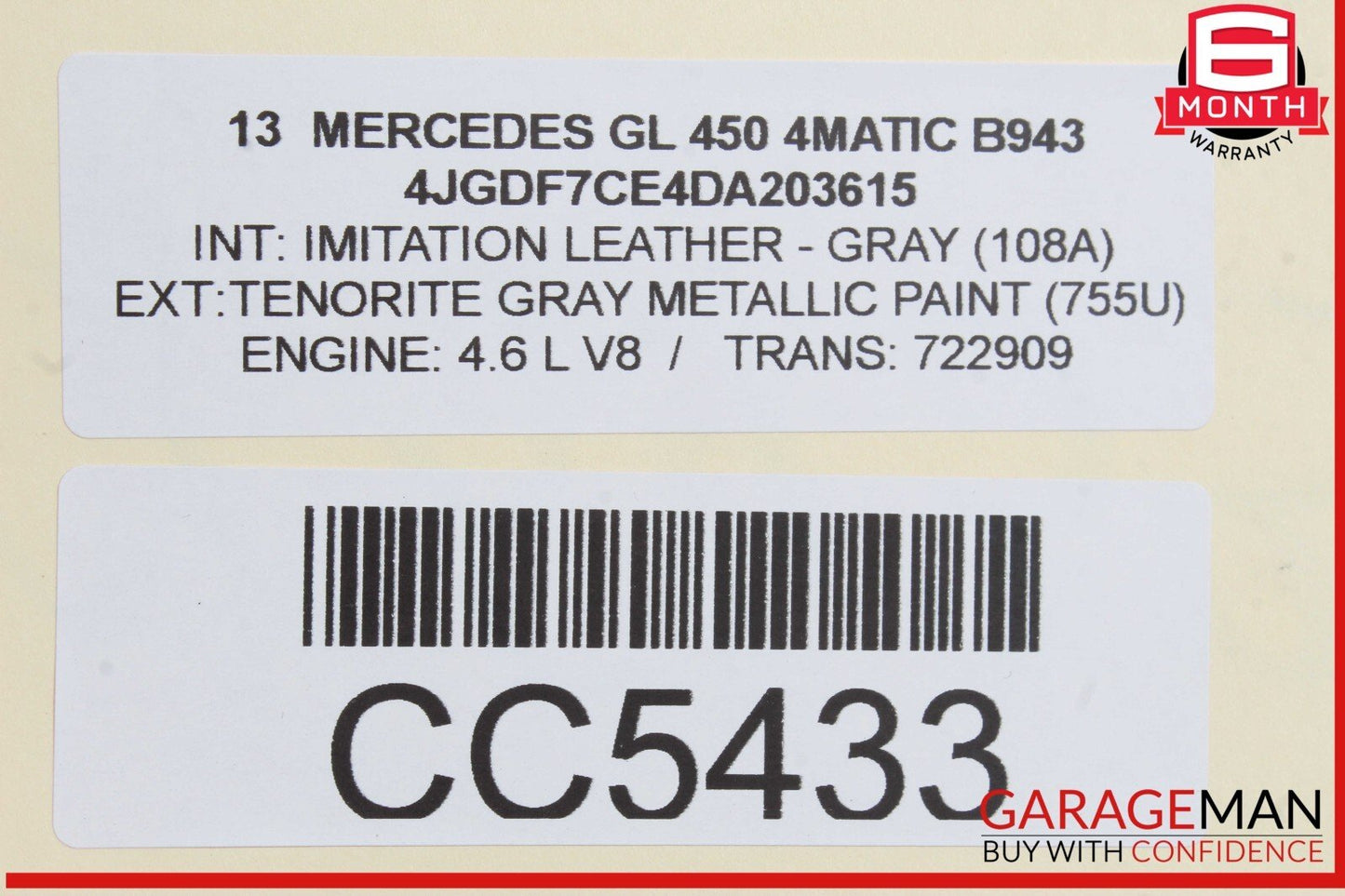 13-16 Mercedes X166 GL450 GL350 Trunk Lid Liftgate Tailgate Hatch Shell OEM
