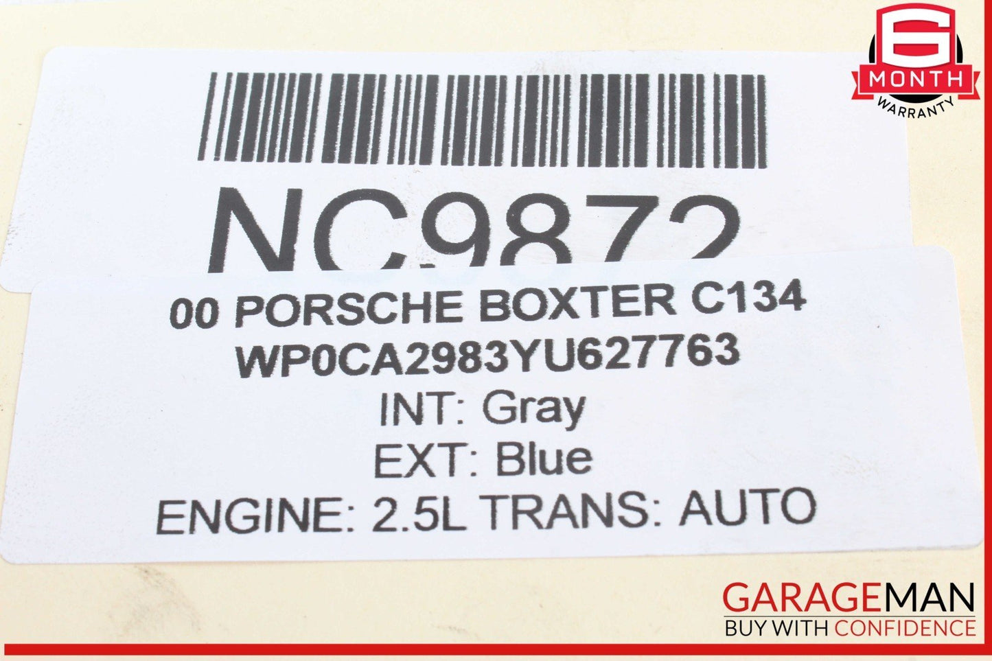 00-02 Porsche Boxster 986 Right Passenger Side Engine Motor Cylinder Block OEM
