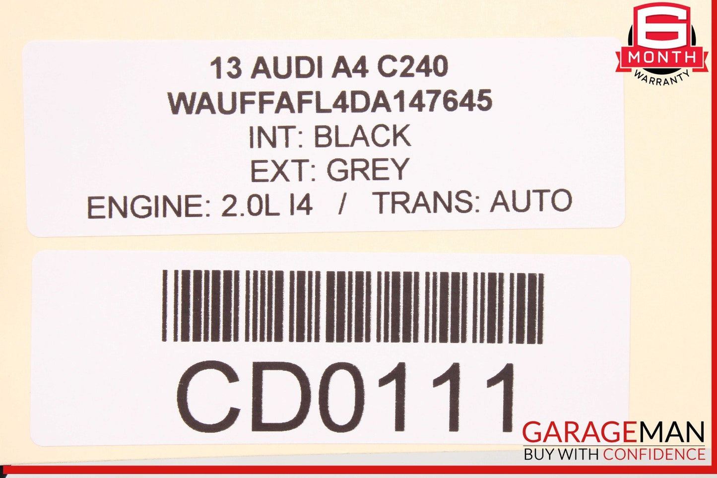 09-16 Audi A4 S4 Rear Right Passenger Side Door Shell Panel OEM