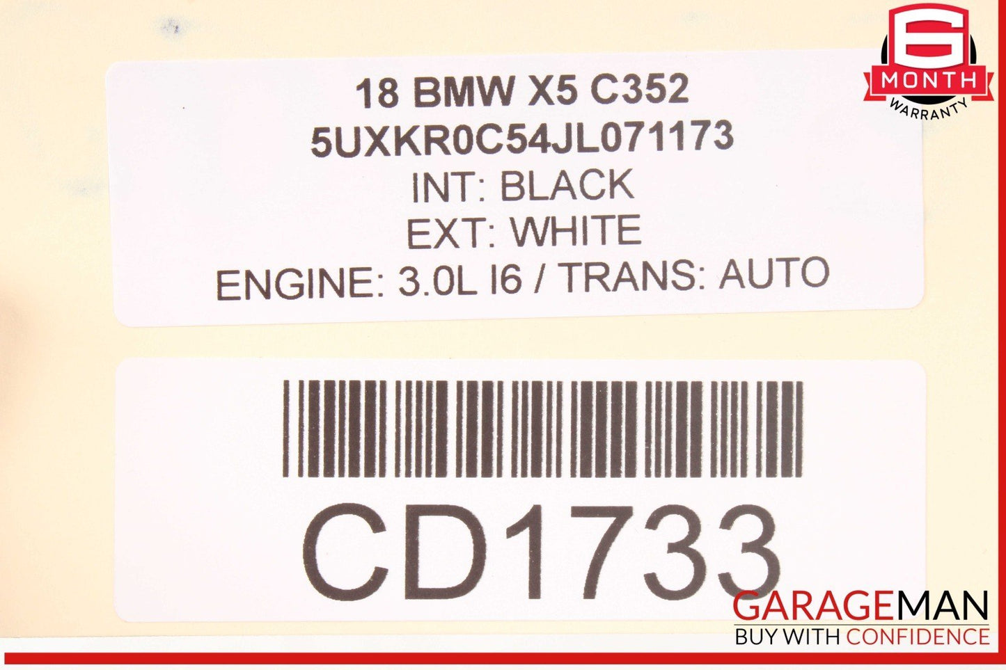 14-18 BMW X5 Rear Left Driver Side Door Shell Panel White OEM