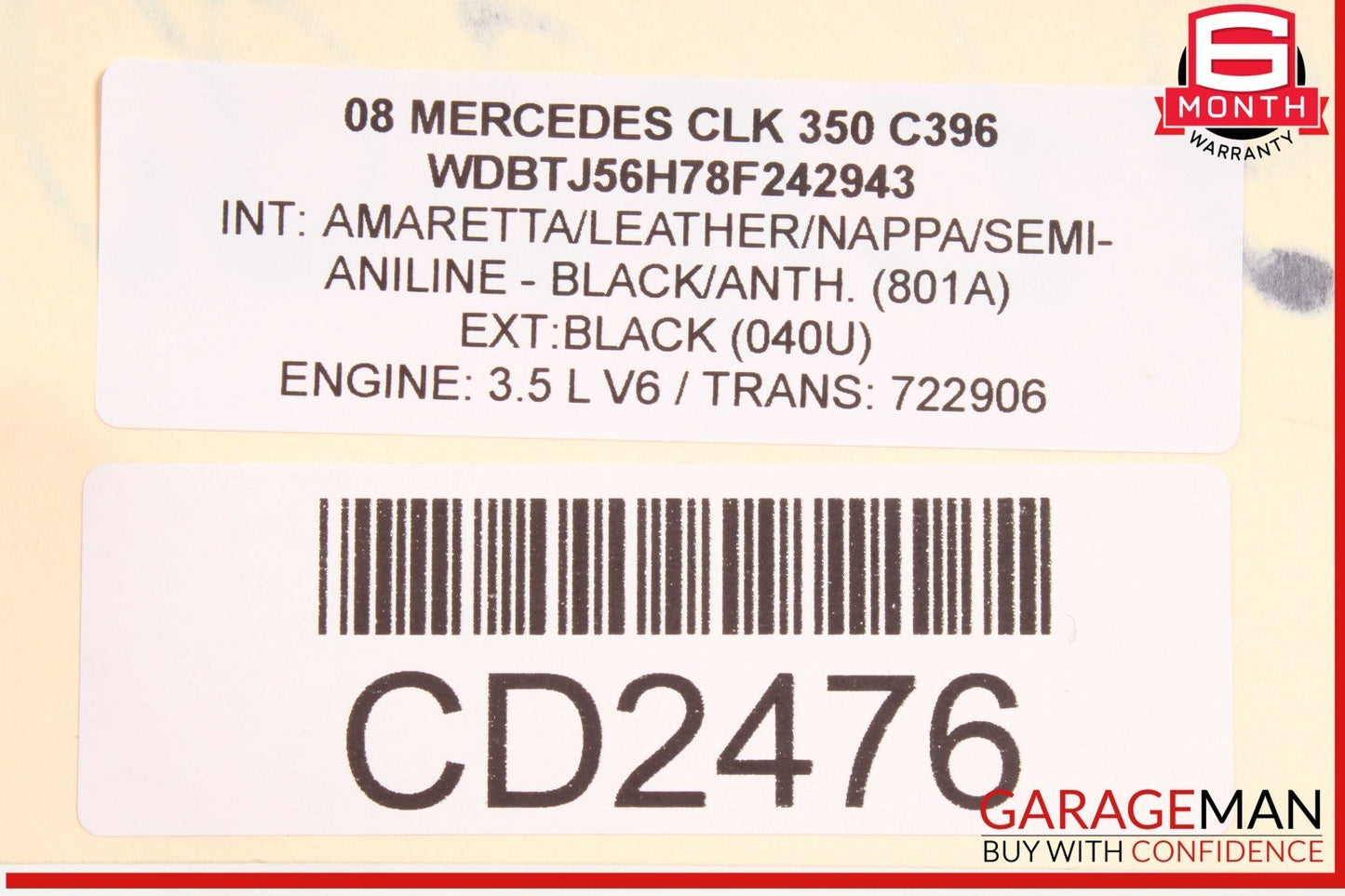 03-09 Mercedes W209 CLK350 CLK500 Front Right or Left Lower Seat Cushion OEM