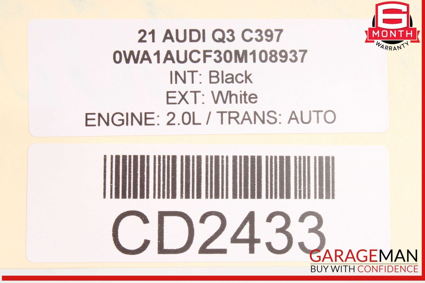 19-25 Audi Q3 Rear Left Driver Side Door Shell Panel White 83A833051C OEM
