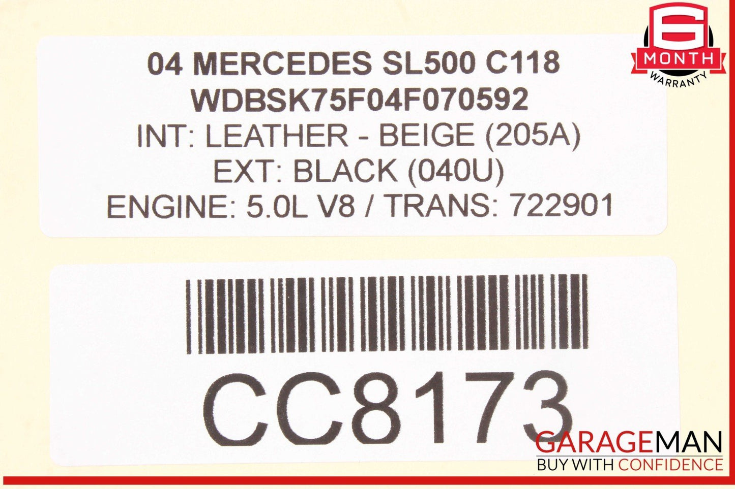 03-06 Mercedes R230 SL500 SL55 AMG Front Right Interior Door Panel Beige OEM
