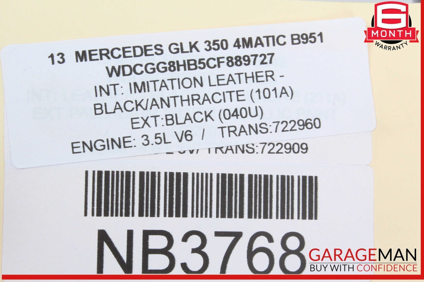 08-13 Mercedes X204 GLK350 4MATIC 3 Spoke Steering Wheel Black OEM