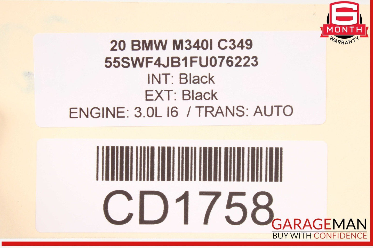 2020 BMW M340i 3.0L RWD Engine Motor Assembly OEM 58k