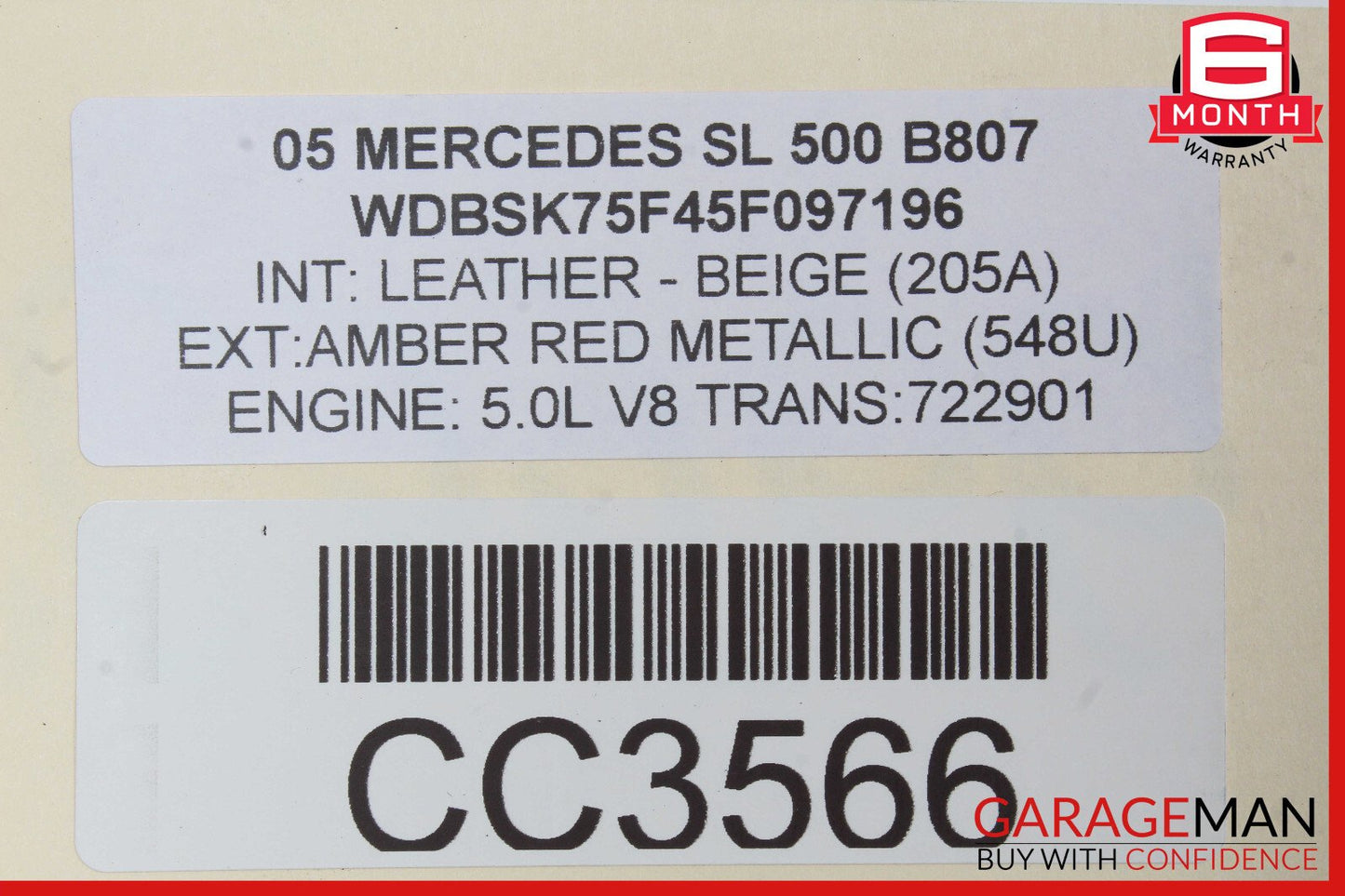 03-06 Mercedes R230 SL500 RWD Engine Motor Block Assembly OEM 134k