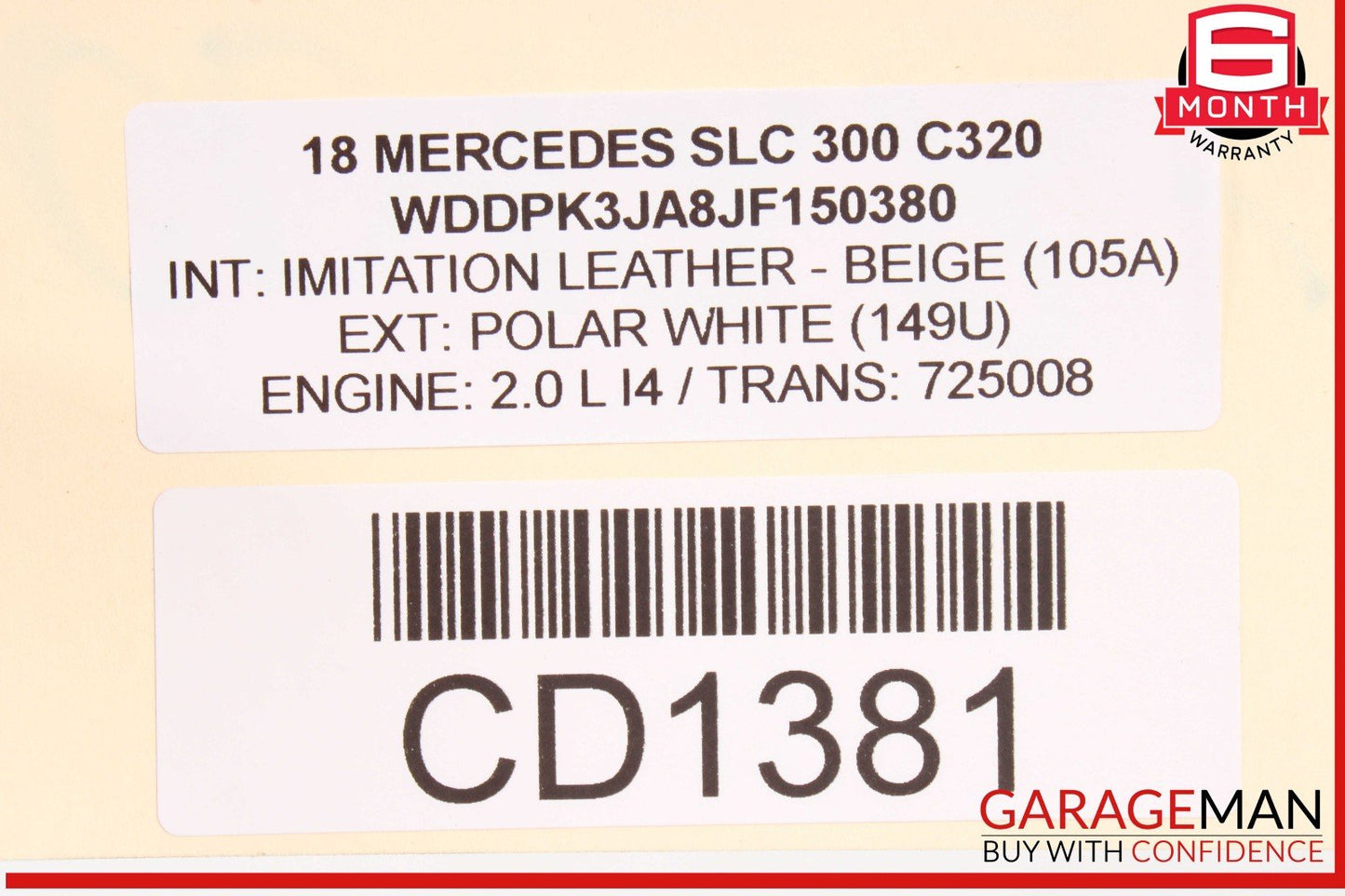 17-19 Mercedes R172 SLC300 Auto Trans Automatic Transmission Assembly OEM