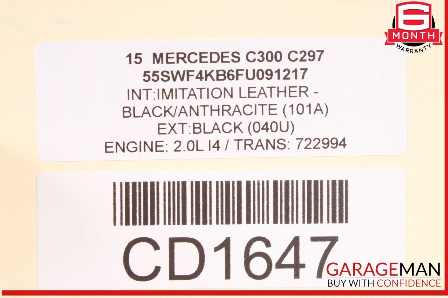 15-21 Mercedes W205 C300 C400 Sedan Rear Left Side Exterior Door Shell Black OEM