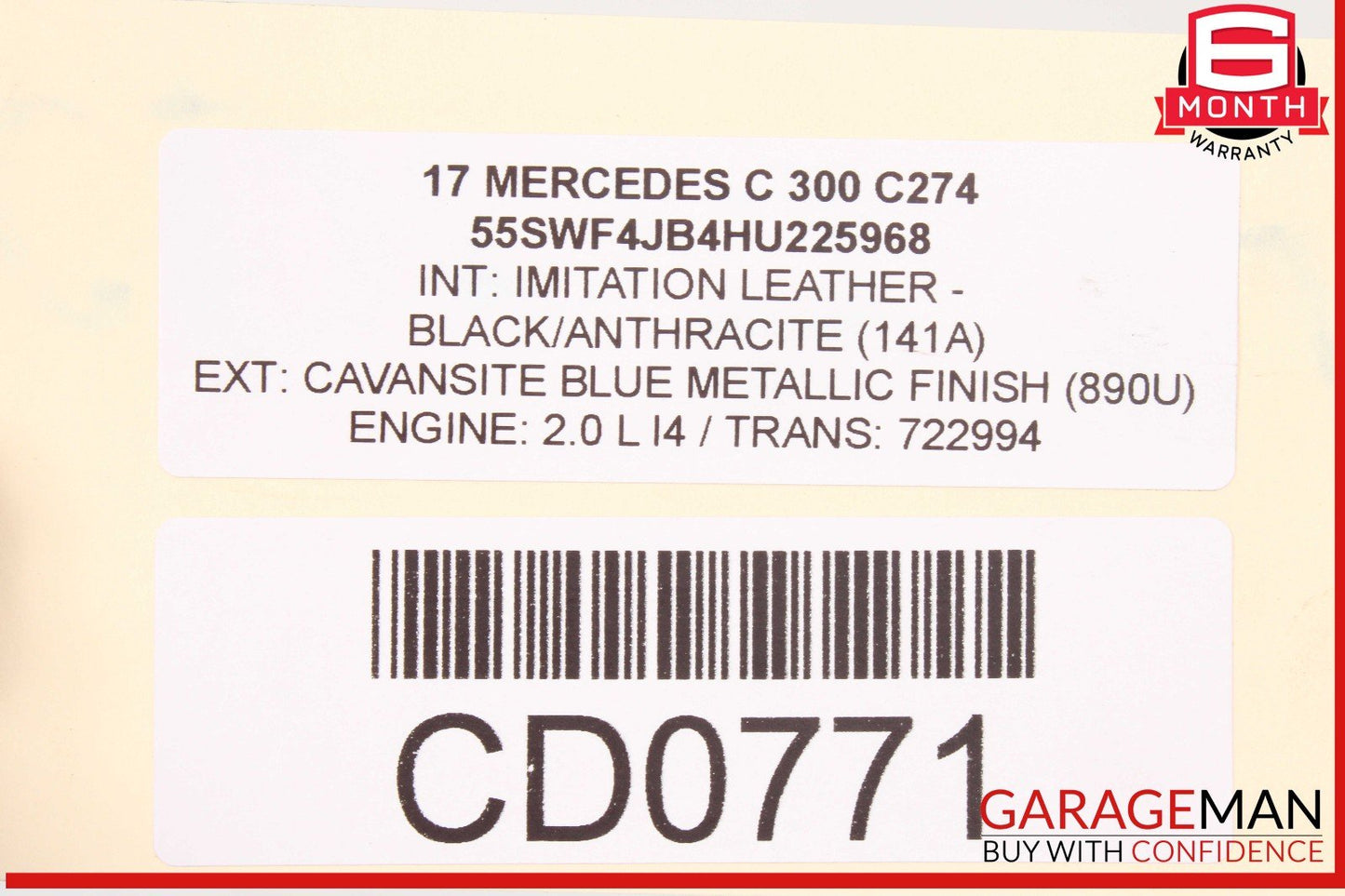 15-20 Mercedes W205 C300 GLC300 RWD Rear Sub Frame Crossmember Cradle Assembly