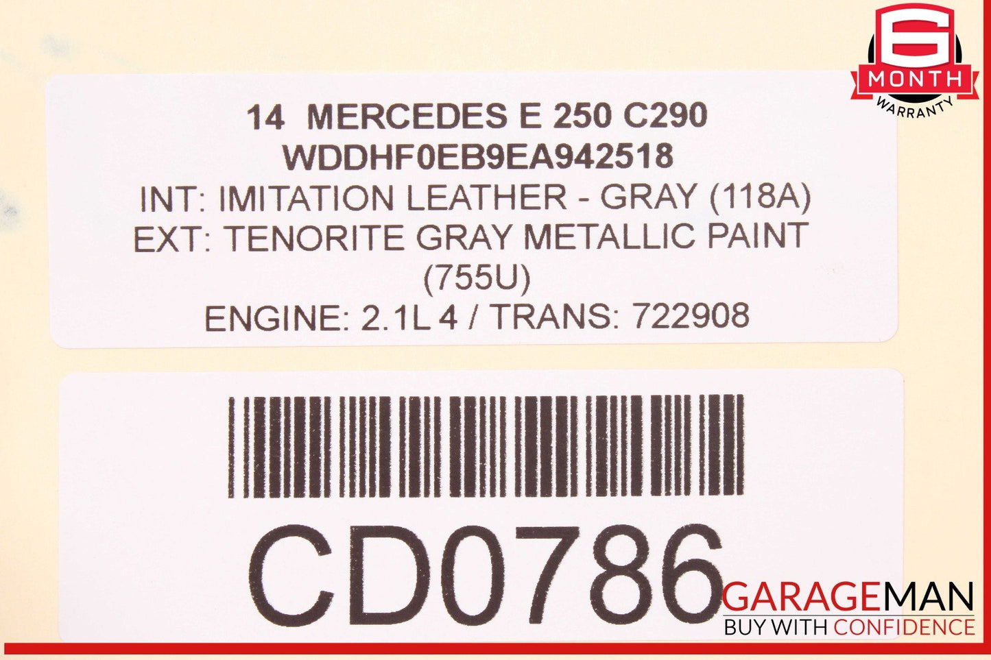 14-16 Mercedes W212 E250 Bluetec 2.1L Complete Engine Motor Block Assy OEM