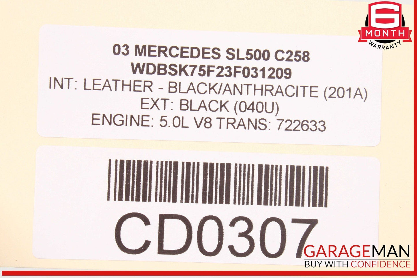 03-06 Mercedes R230 SL500 SL55 Right Side Interior Door Panel OEM
