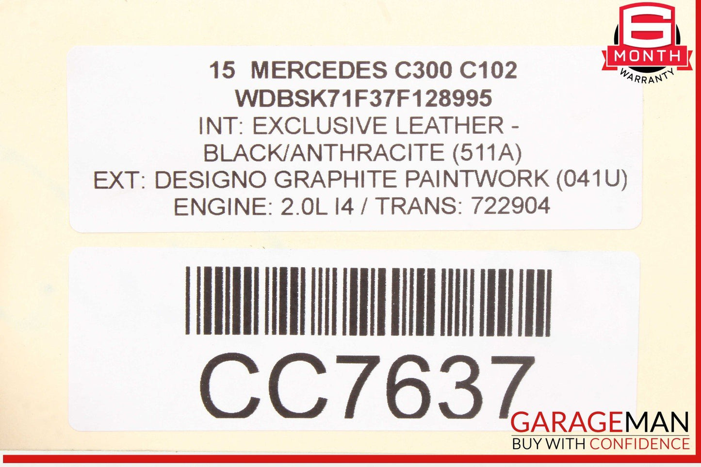 15-21 Mercedes W205 C300 Sedan Rear Left Driver Side Door Shell OEM