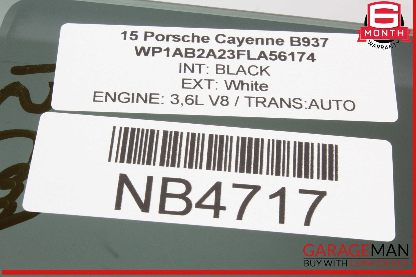 11-18 Porsche Cayenne 958 Rear Left Driver Side Door Window Glass OEM