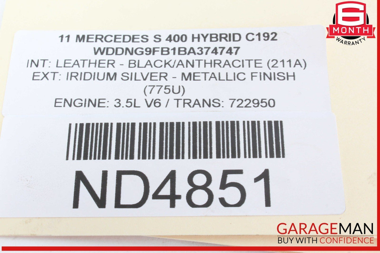 05-12 Mercedes W221 S400 Hybrid SLK300 Fuel Injector Rail w/ Fuel Injectors OEM