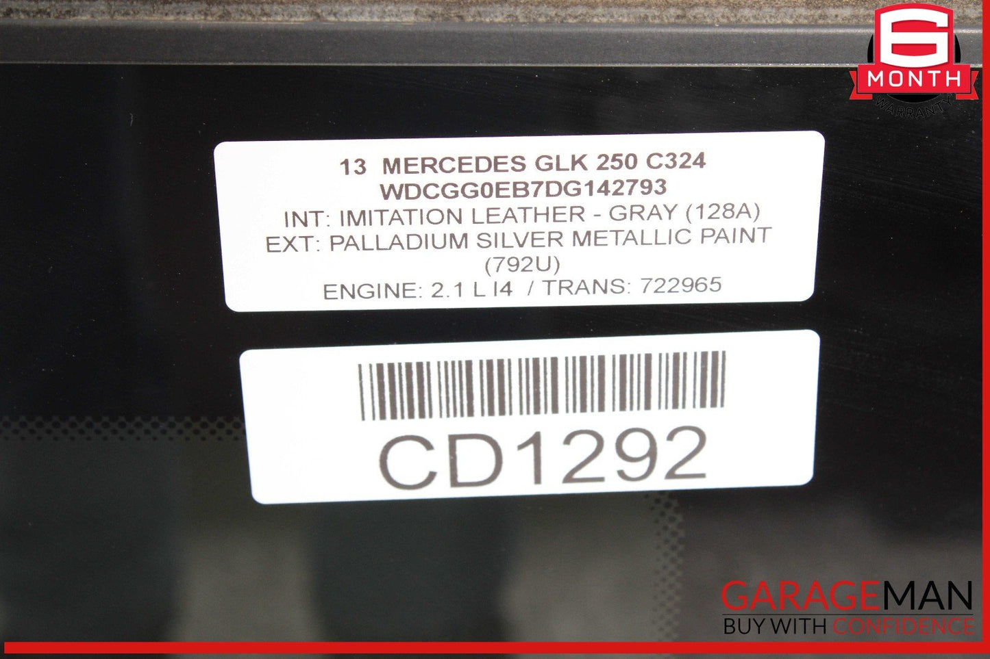 10-15 Mercedes X204 GLK350 C250 Rear Top Roof Pano Panoramic Glass Panel OEM