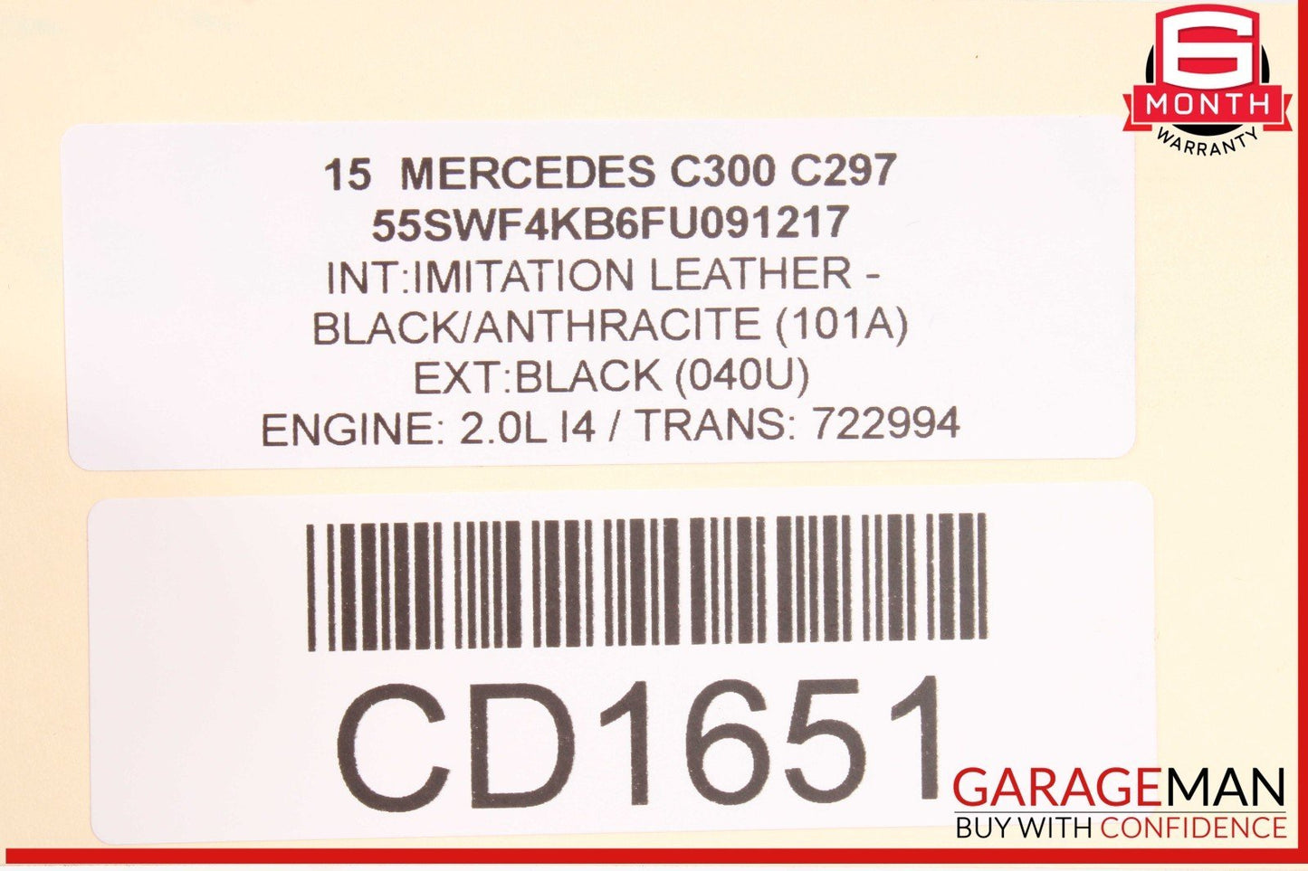 15-21 Mercedes W205 C300 C400 Sedan Rear Right Passenger Side Door Shell OEM