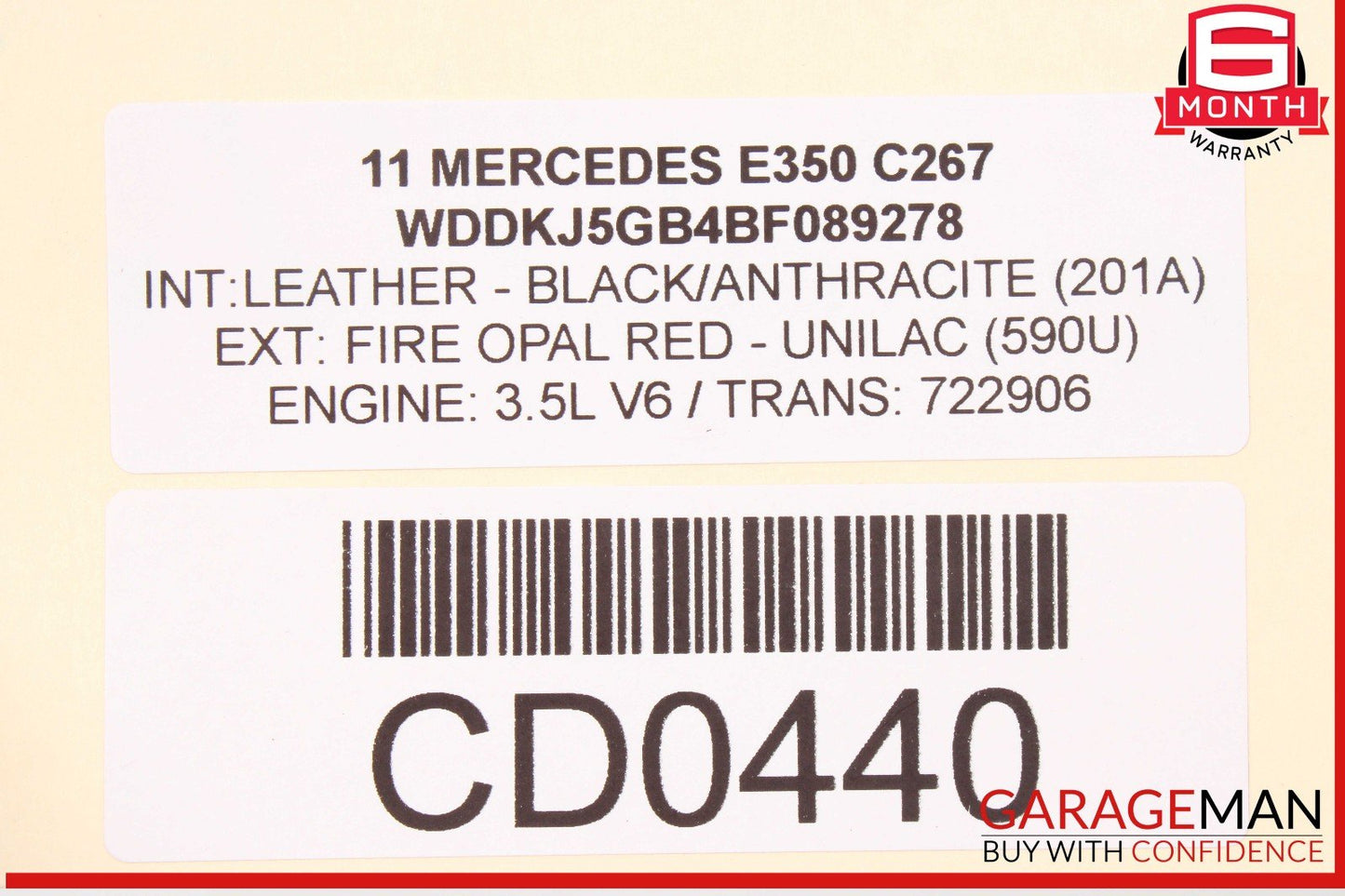 10-17 Mercedes E350 C250 Coupe Front Right Side Top Upper Seat Cushion Black OEM