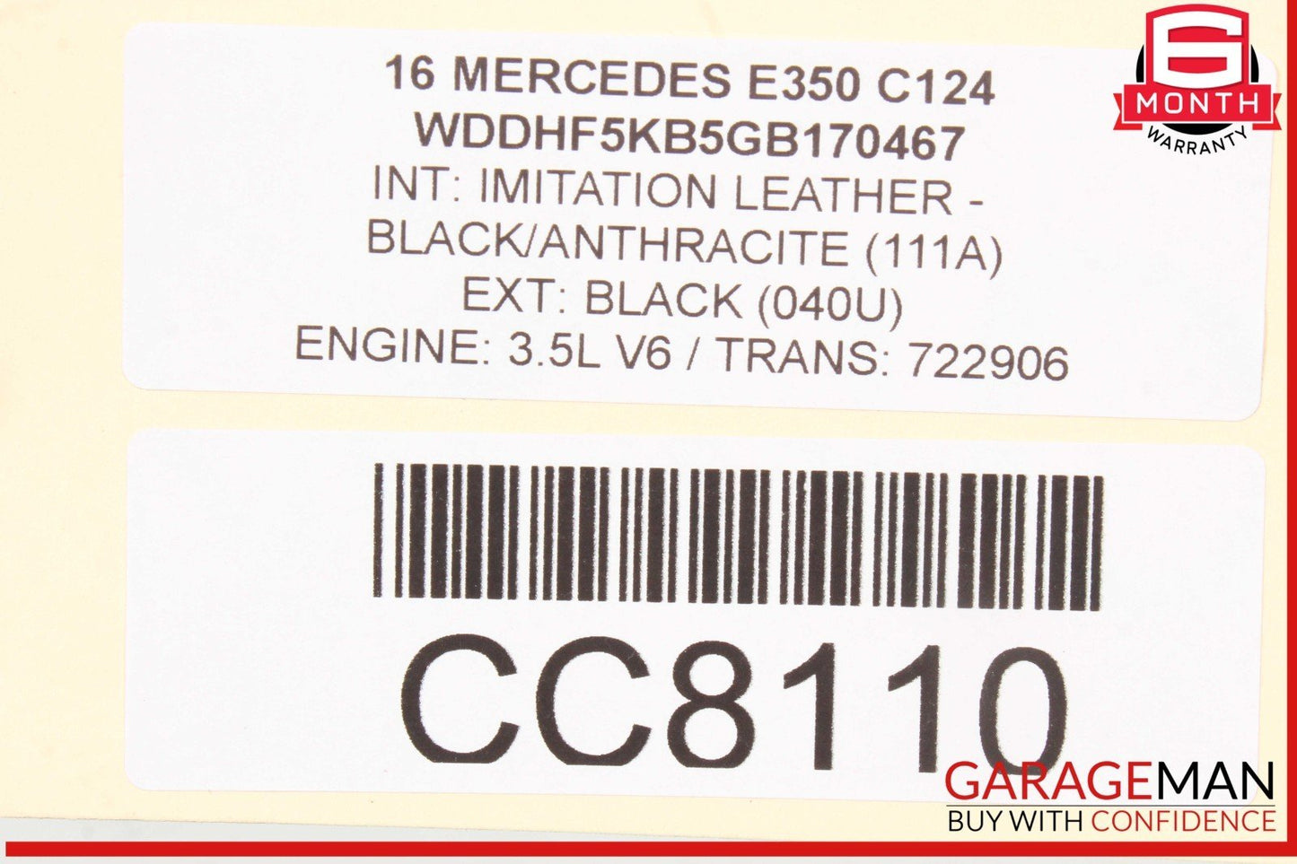 10-16 Mercedes W212 E350 Sedan Rear Right Side Exterior Door Shell Panel Black