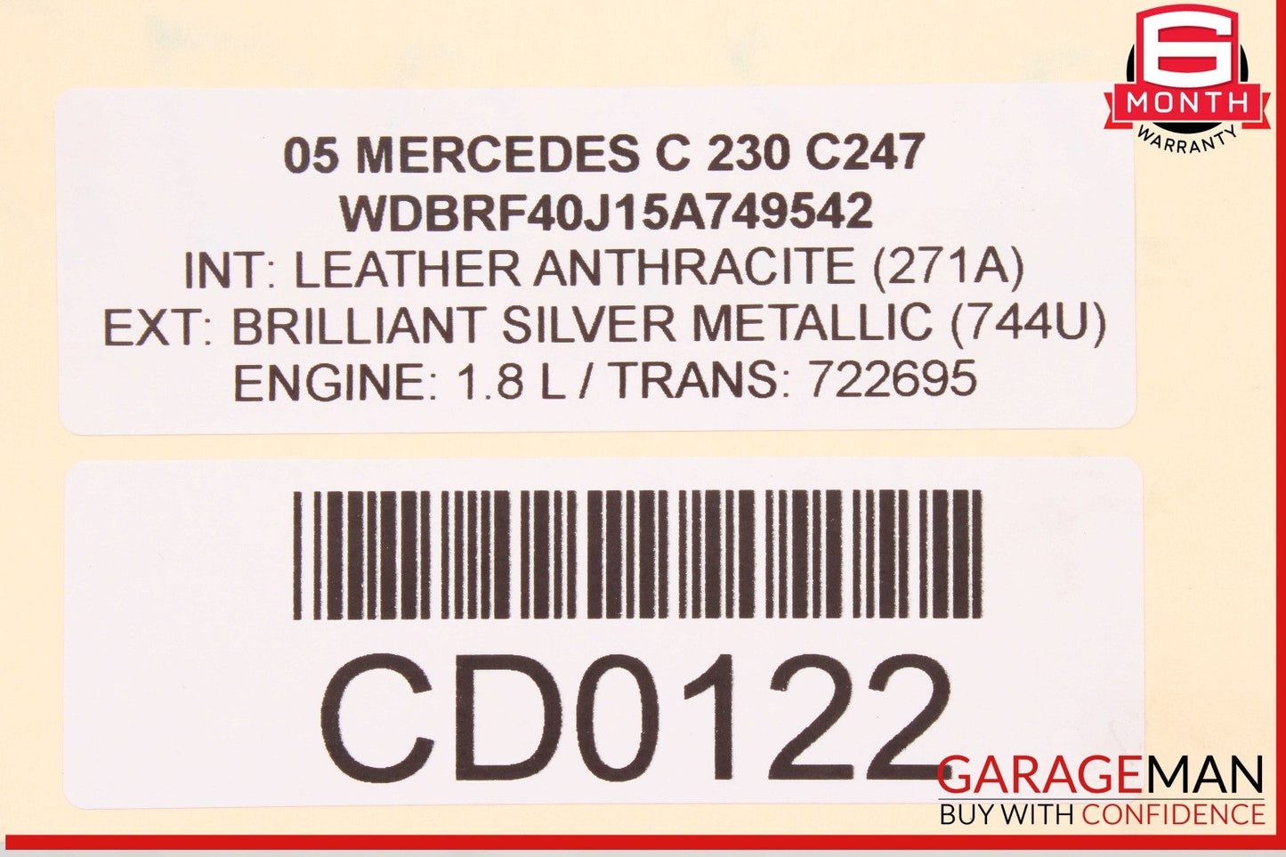 05-07 Mercedes W203 C230 C350 Front Right Side Bottom Lower Seat Cushion OEM