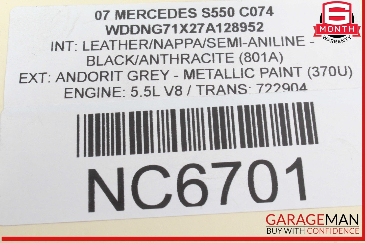 07-12 Mercedes W221 S550 SL550 Left Side Engine Cylinder Head Valve Cover OEM