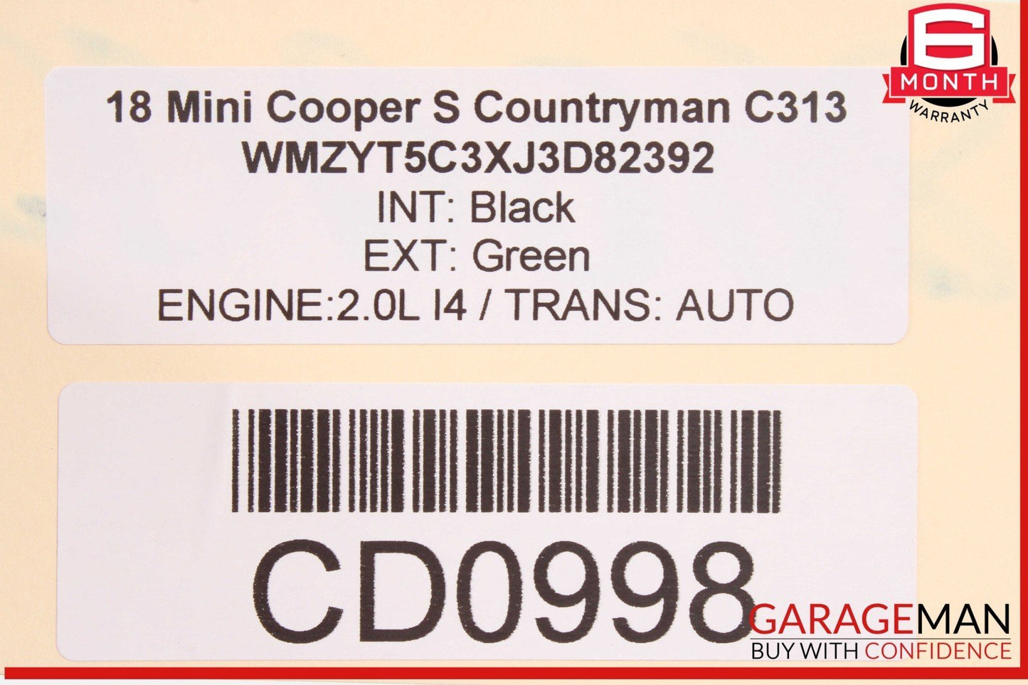 17-24 Mini Cooper Countryman Front Left Driver Side Door Shell Panel Green OEM
