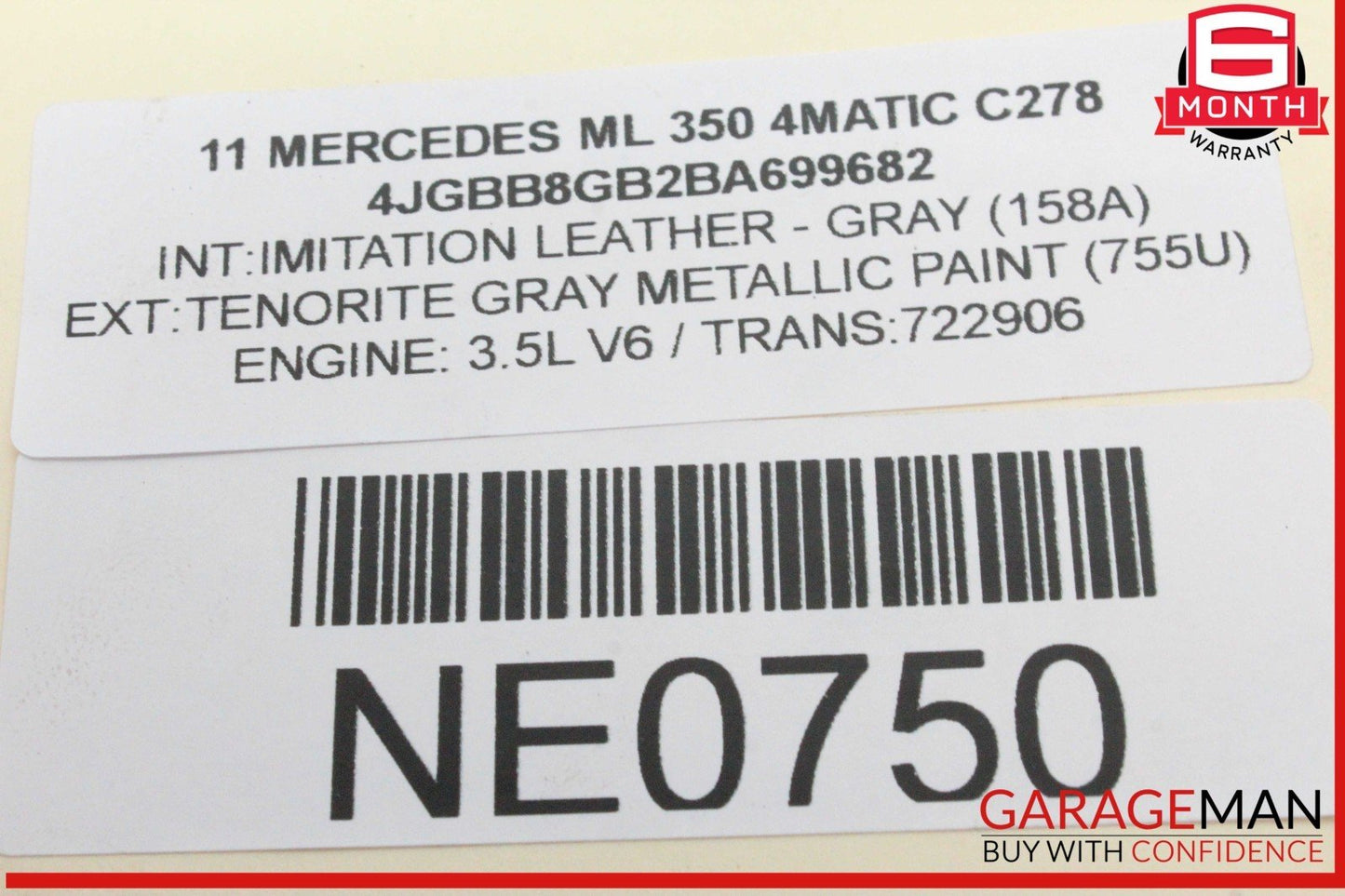 05-12 Mercedes W164 ML350 4MATIC SLK300 Fuel Injector Rail w/ Fuel Injectors OEM