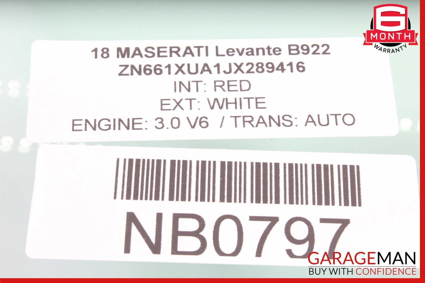 17-24 Maserati Levante M161 Front Right Passenger Side Door Window Glass OEM