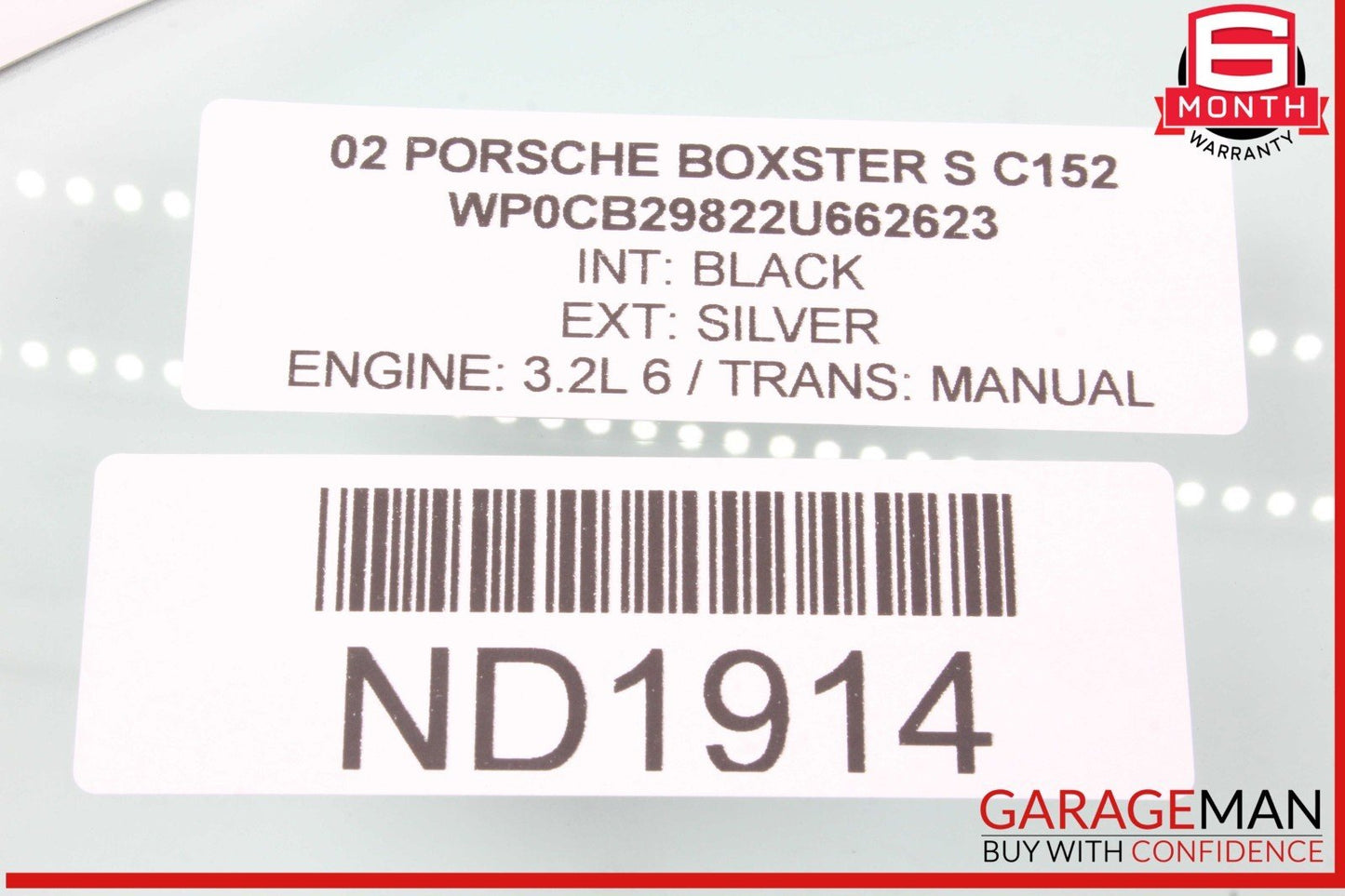 97-04 Porsche Boxster S 986 Front Right Passenger Side Door Window Auto Glass