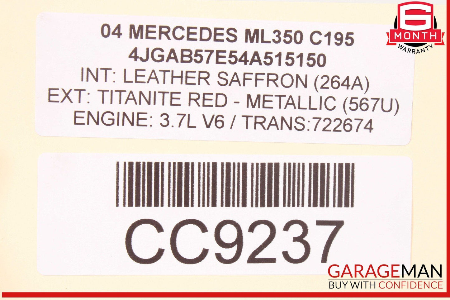 03-05 Mercedes W163 ML350 Engine Motor Block Assembly 3.7L V6 M112 OEM 177k