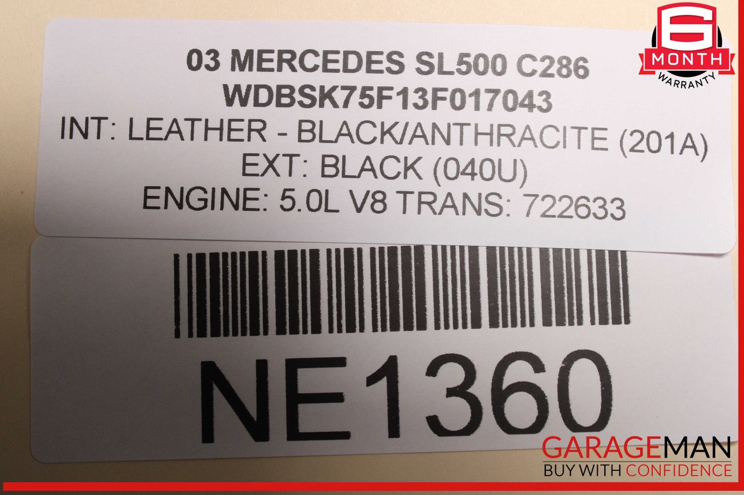 03-08 Mercedes R230 SL500 SL550 Front Bumper Reinforcement Impact Bar OEM