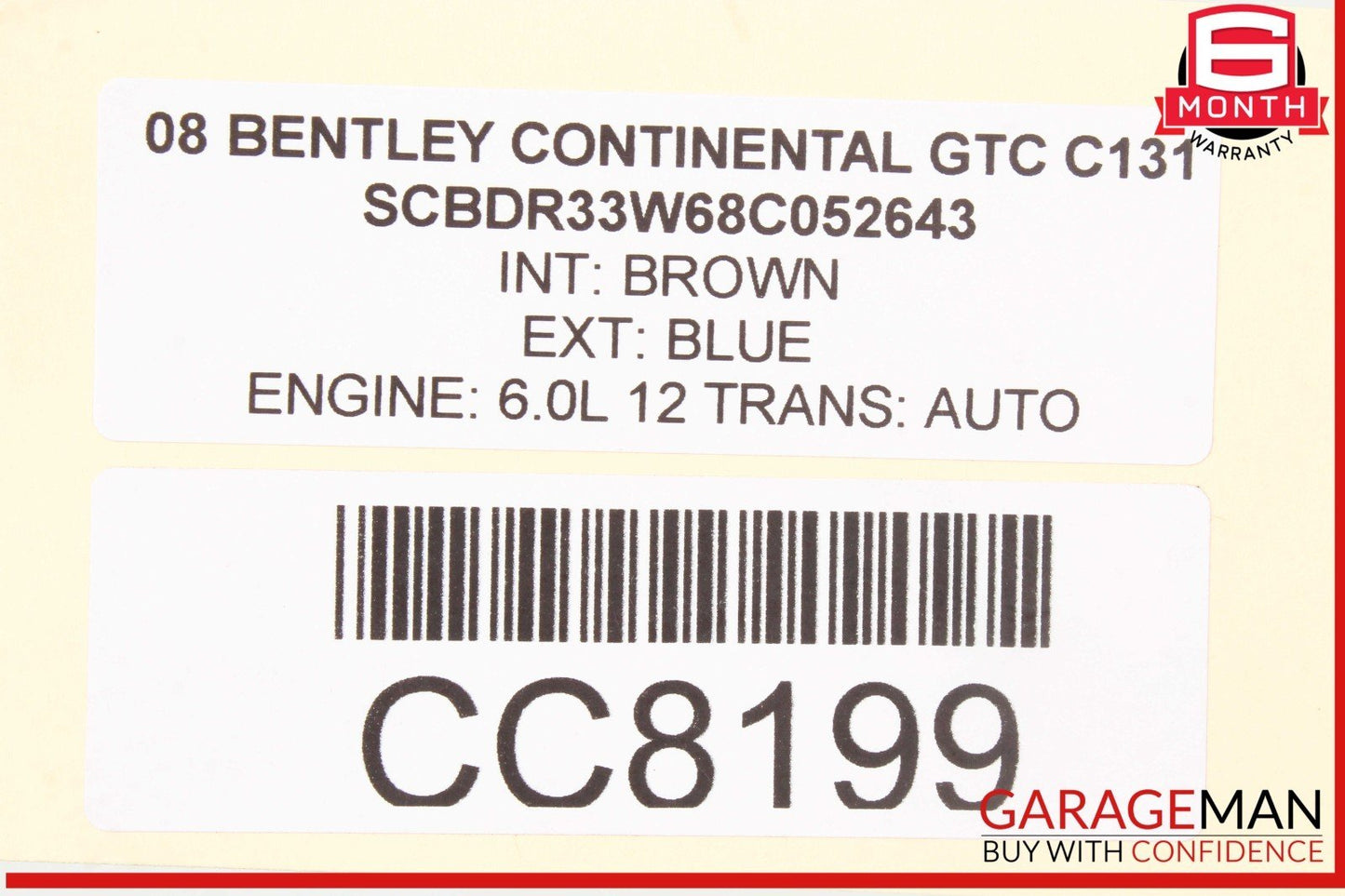 07-11 Bentley Continental GTC Rear Left Driver Side Interior Door Panel OEM
