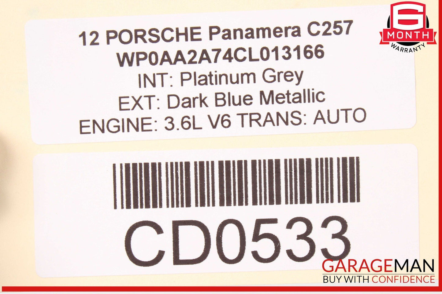10-16 Porsche Panamera 970 Rear Left Driver Side Exterior Door Shell Frame OEM