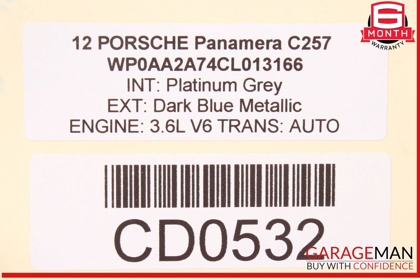 10-16 Porsche Panamera 970 Front Left Driver Side Exterior Door Shell Frame OEM