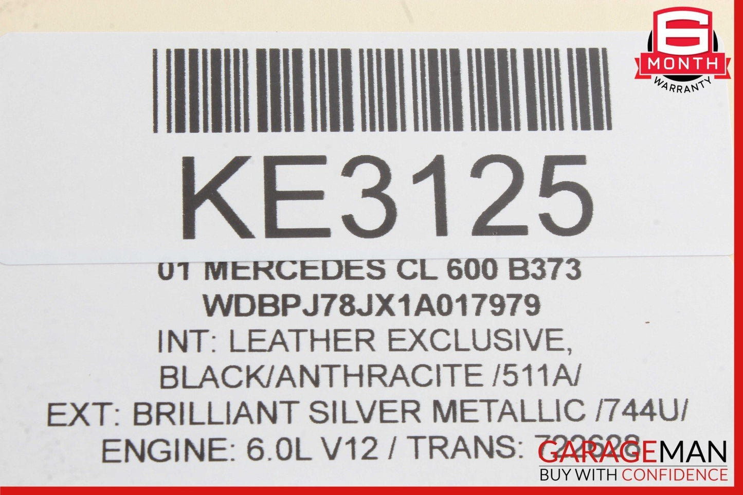 00-06 Mercedes W215 CL600 S430 S500 Front Right Dash Dashboard Airbag Air Bag