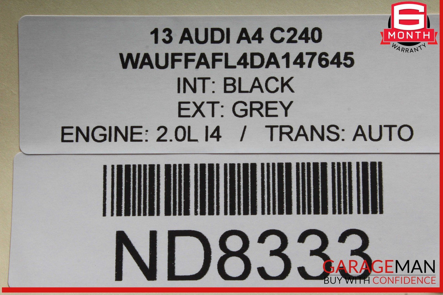 12-16 Audi A4 Rear Trunk Lid Deck Shell Panel Cover OEM