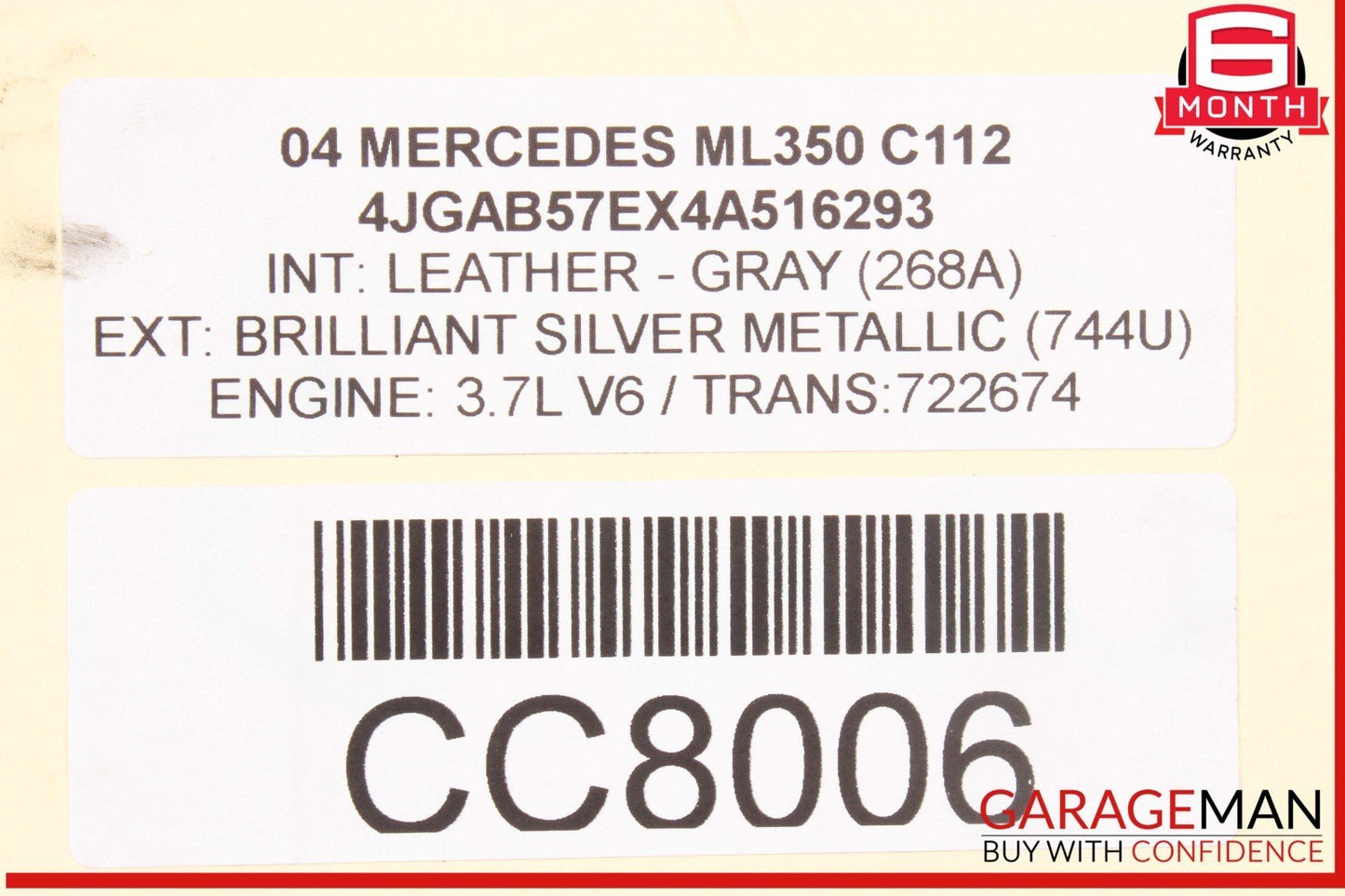 03-05 Mercedes W163 ML350 Engine Motor Block Assembly 3.7L V6 M112 OEM 194k
