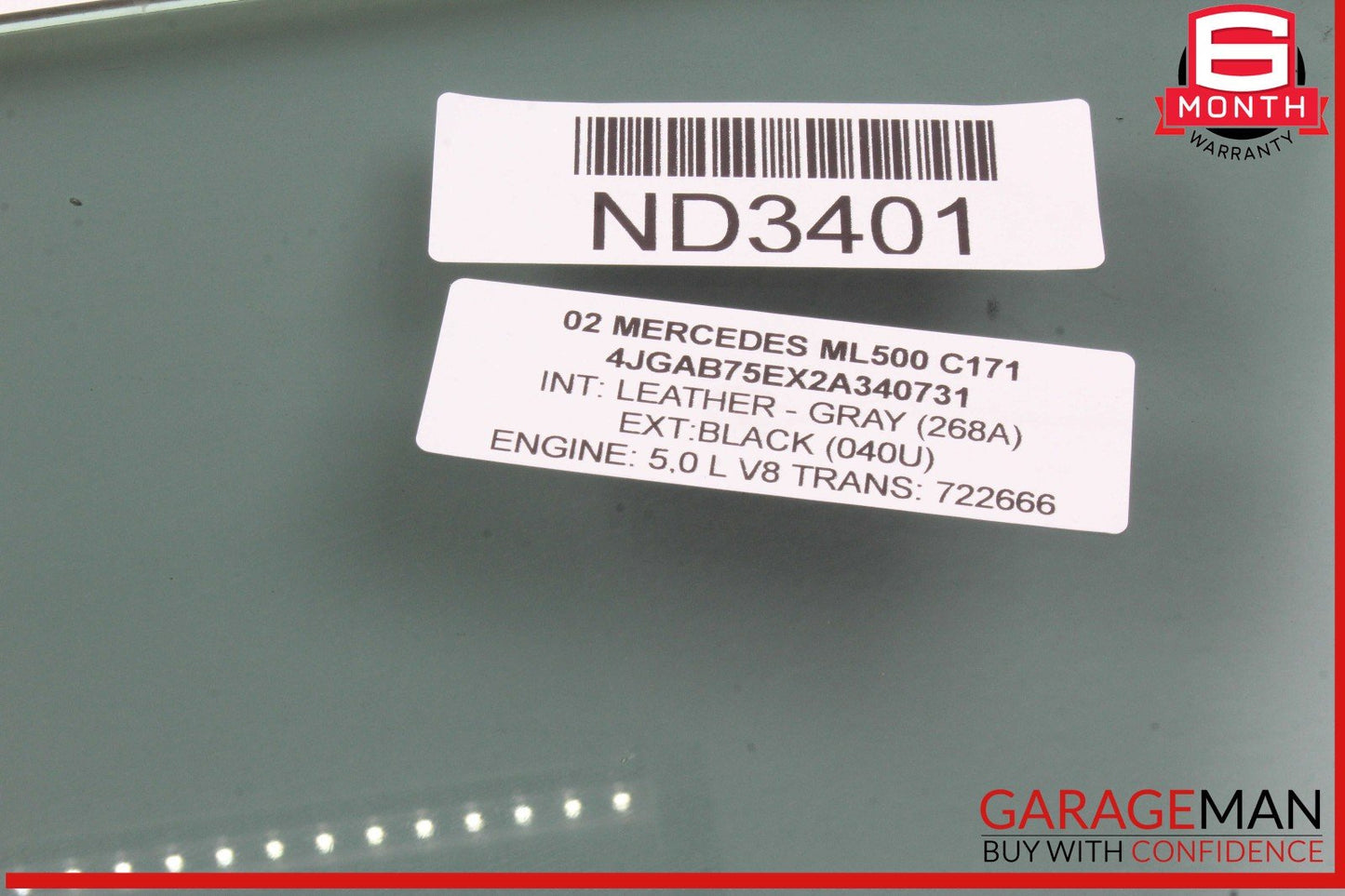 98-05 Mercedes W163 ML500 Front Left Driver Side Window Glass OEM